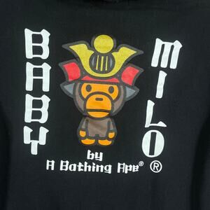 A‎ Bathing Ape Baby Milo Hoodie Sweatshirt Mens Small Black Fleece Full Zip Nigo